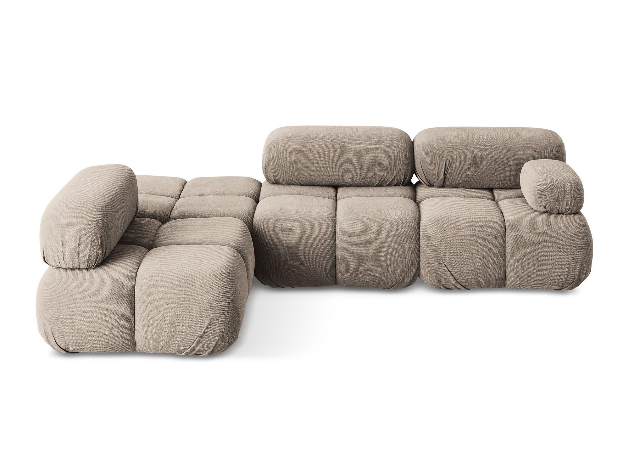 ECKSOFA Links Chenille Stoff Beige - Beige/Schwarz, Kunststoff/Textil (190/285cm) - Makamii