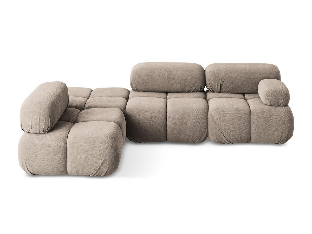 ECKSOFA Links Chenille Stoff Beige - Beige/Schwarz, Kunststoff/Textil (190/285cm) - Makamii