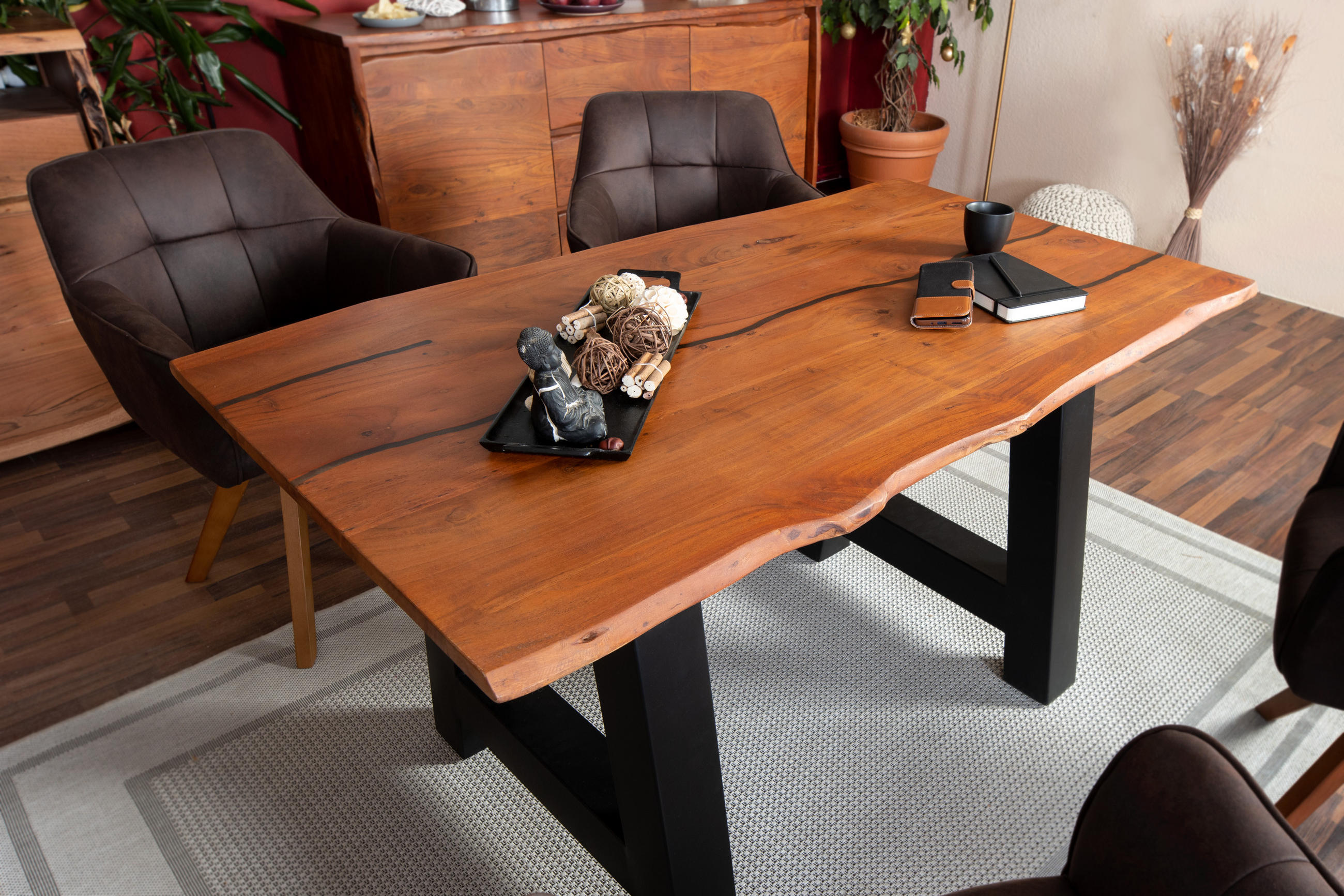 ESSTISCH POLLY - Schwarz/Braun, Holz/Metall (80/140/77cm) - SAM