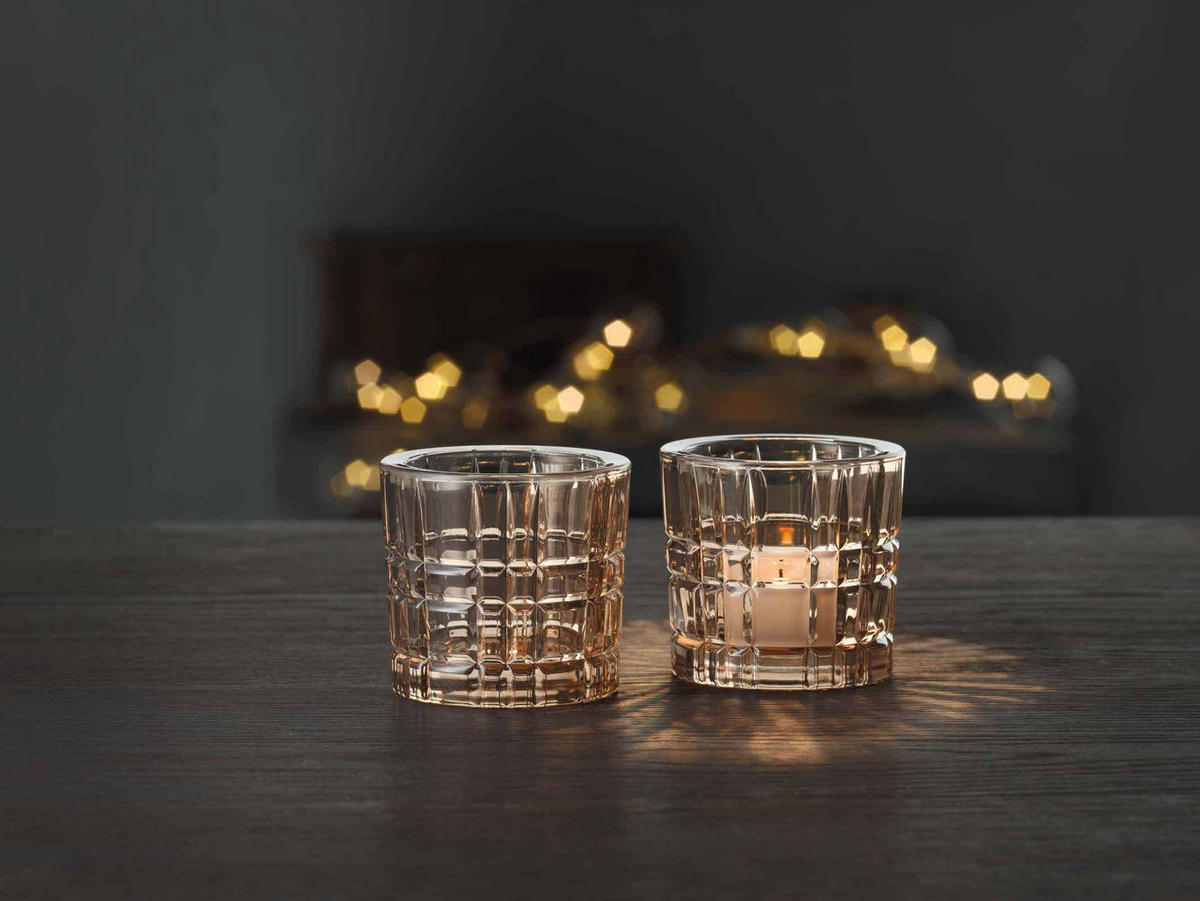 TEELICHTHALTER Square Votives Tobacco ø 7,1 x 6,6 cm 2er Set - Braun, Glas (6.6cm) - Nachtmann