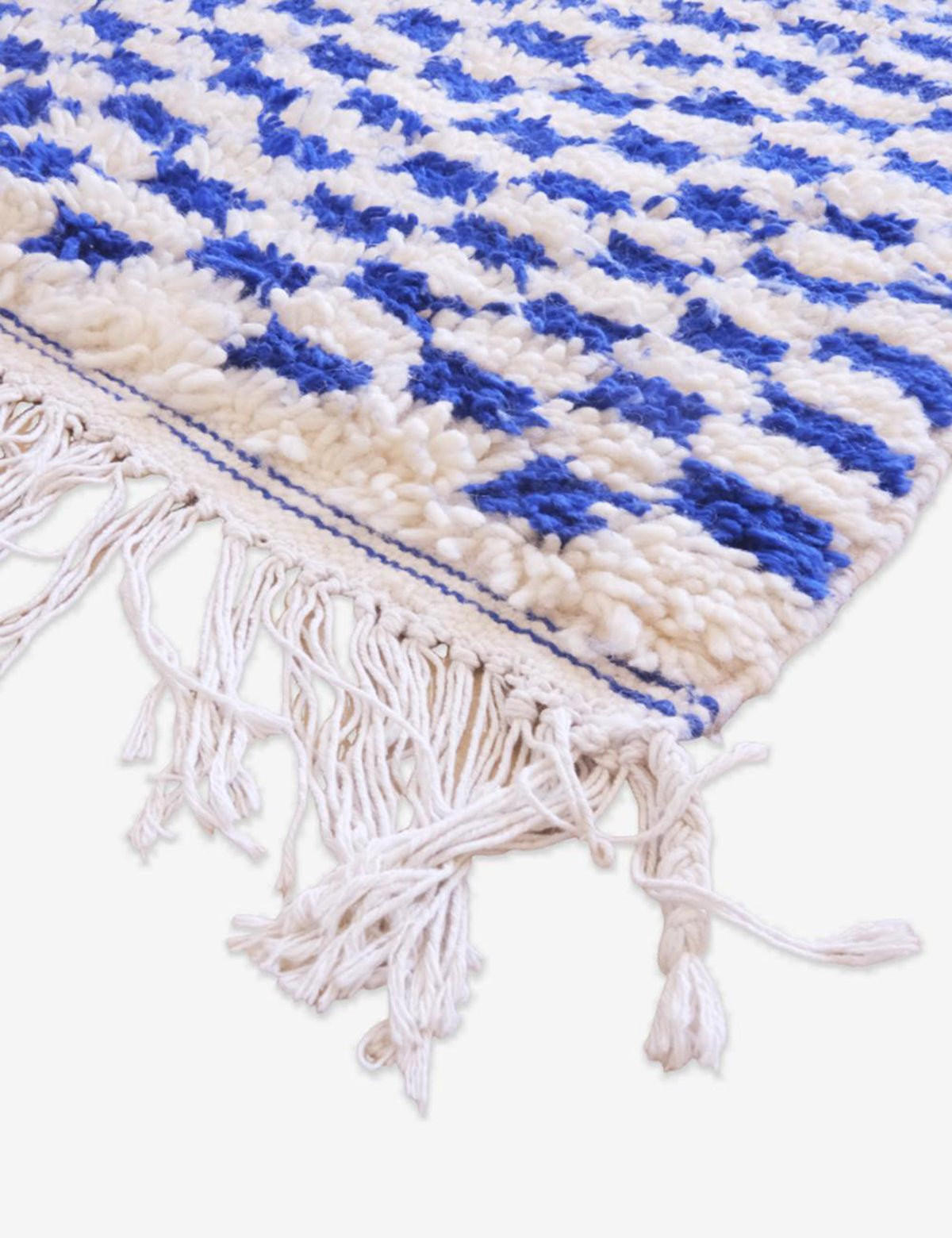 BERBERTEPPICH grafisch Karo 158x 327 cm - Blau, Naturmaterialien (158/327cm) - AFK Living