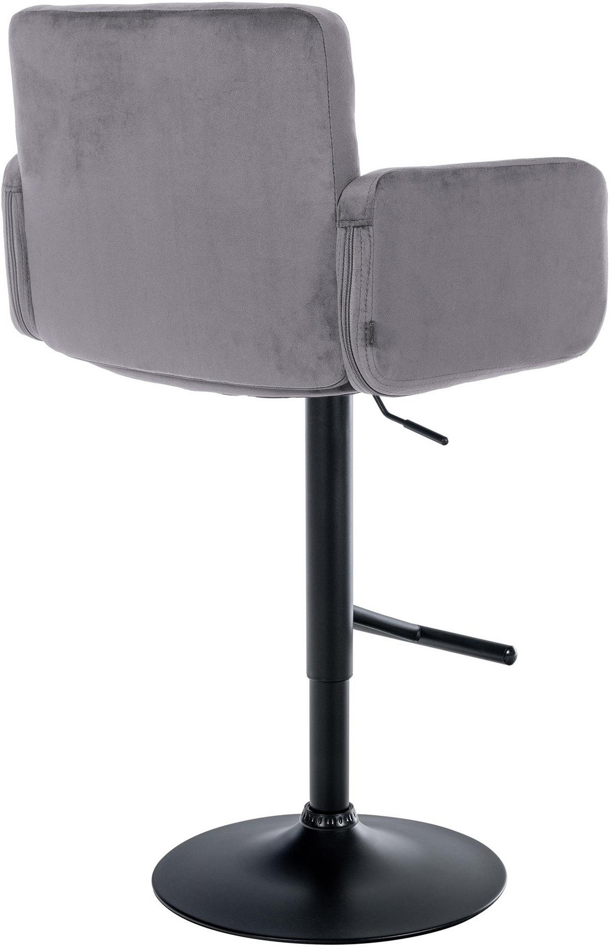 BARHOCKER Lausanne Samt schwarz dunkelgrau - Schwarz/Grau, Textil/Metall (60/113/56cm) - TPFLiving