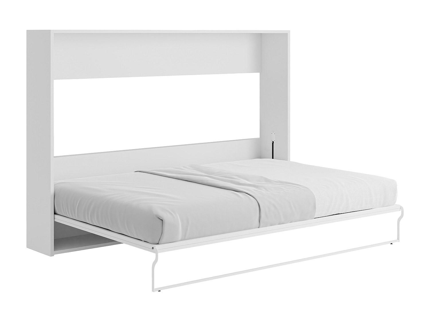 SCHRANKBETT - 2 Personen - Holz, Platte - Grau, Weiß - Weiß/Grau, Holz (140/200cm) - Vente-Unique
