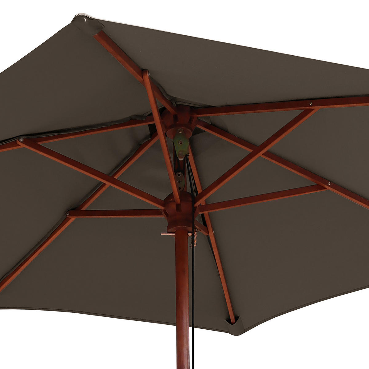 SONNENSCHIRM - Eukalyptus massiv / Polyester - Taupe, Holz/Textil (200/200cm) - home24