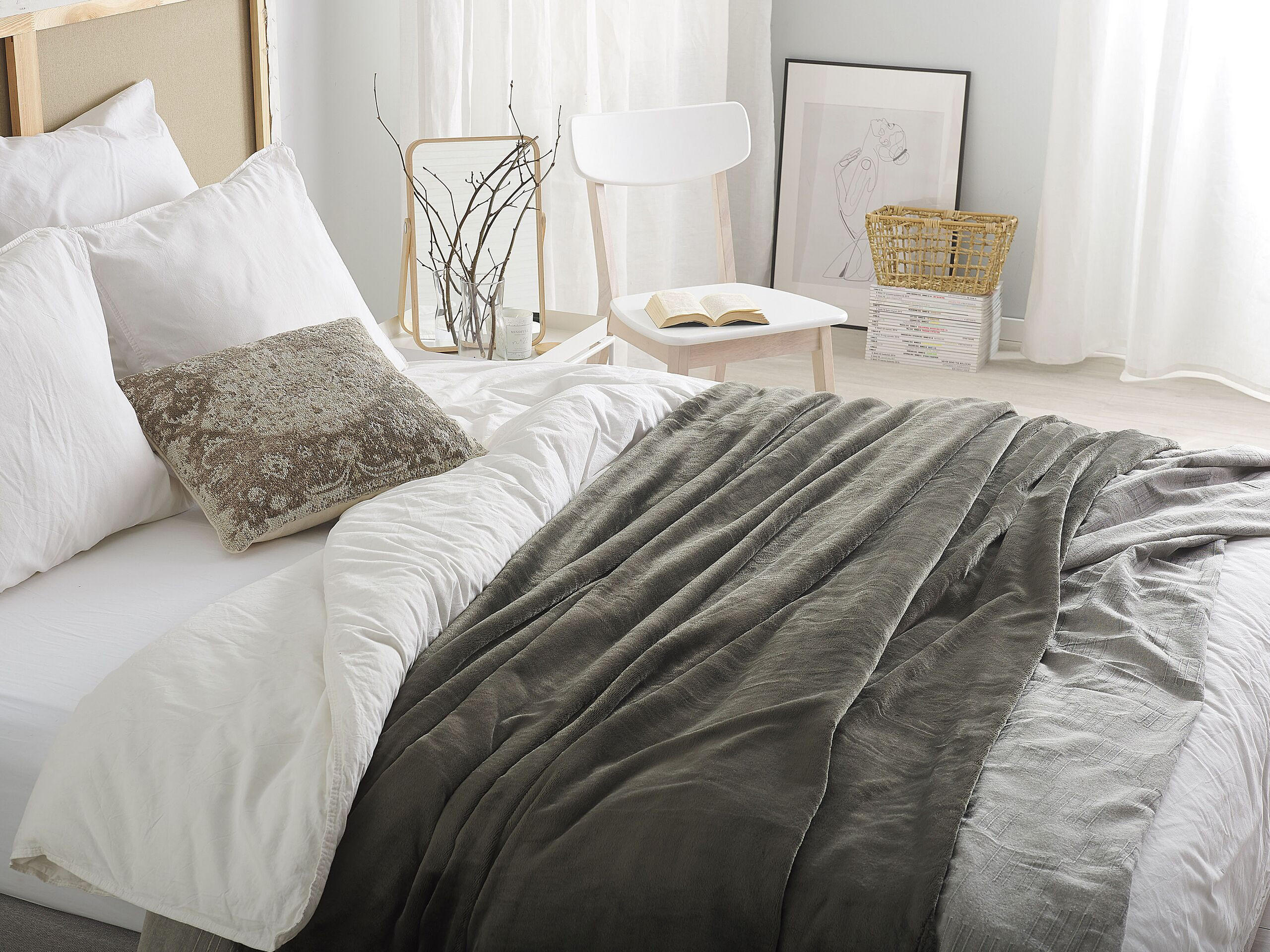 DECKE Dunkelgrau Terke 220/200 cm - Dunkelgrau, Textil (200/220cm) - Beliani