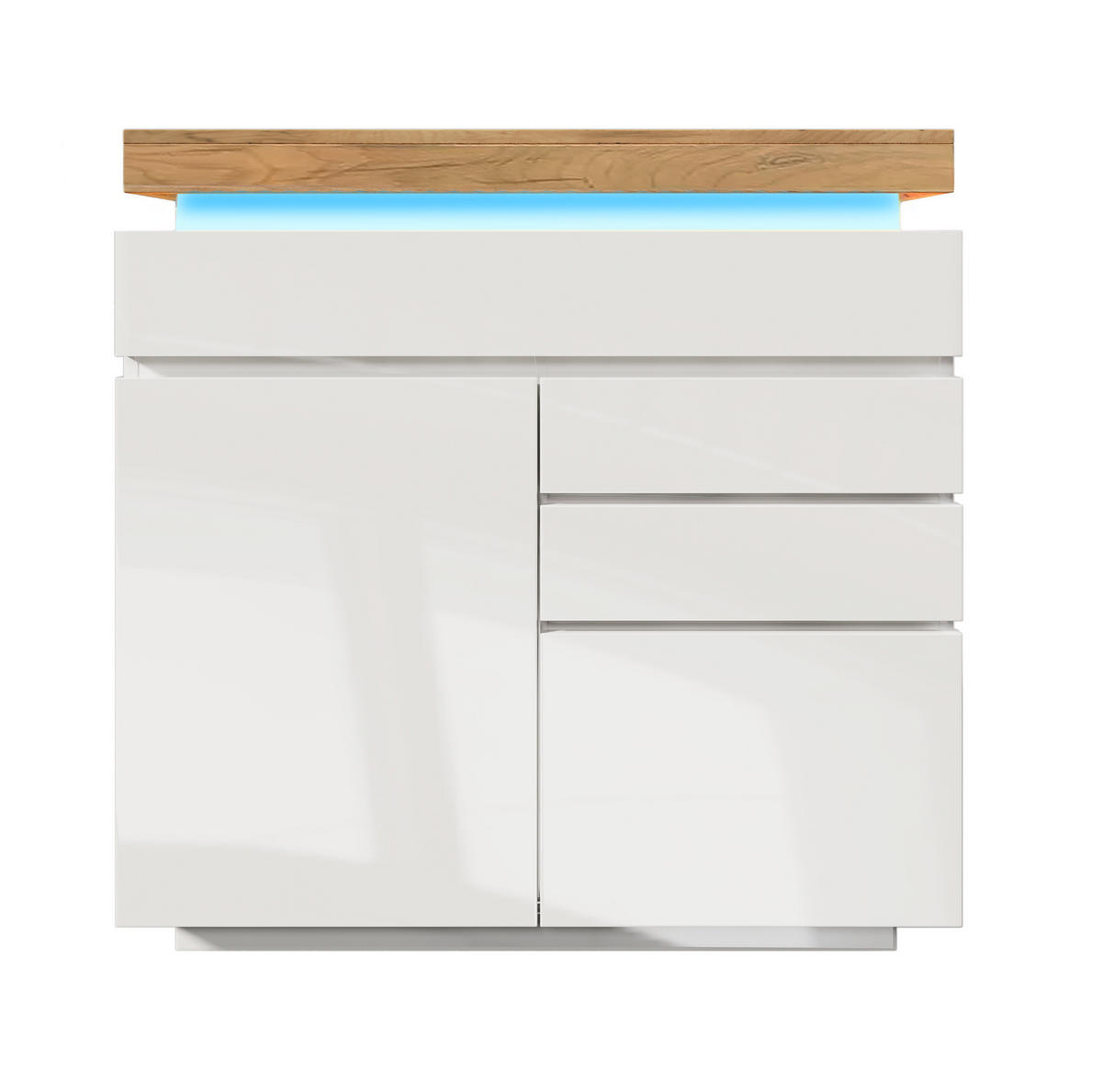 KOMMODE 110/115/39 cm Weiß aus Spanplatte mit LED-Beleuchtung - Weiß, Holzwerkstoff (39/115/110cm) - OKMYHOME