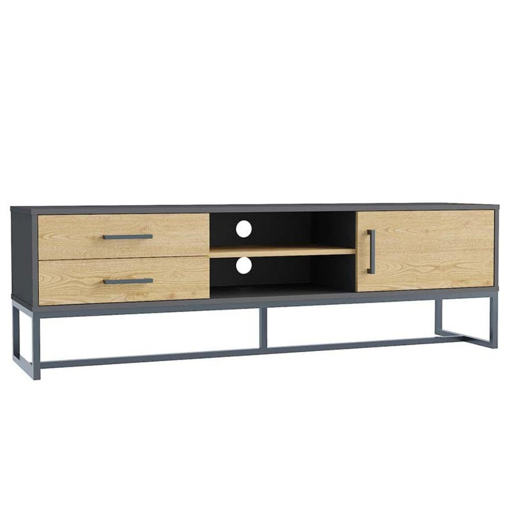 TV-MÖBEL detroit schwarz 160 cm - Schwarz, Metall (160/50/40cm) - Concept Usine