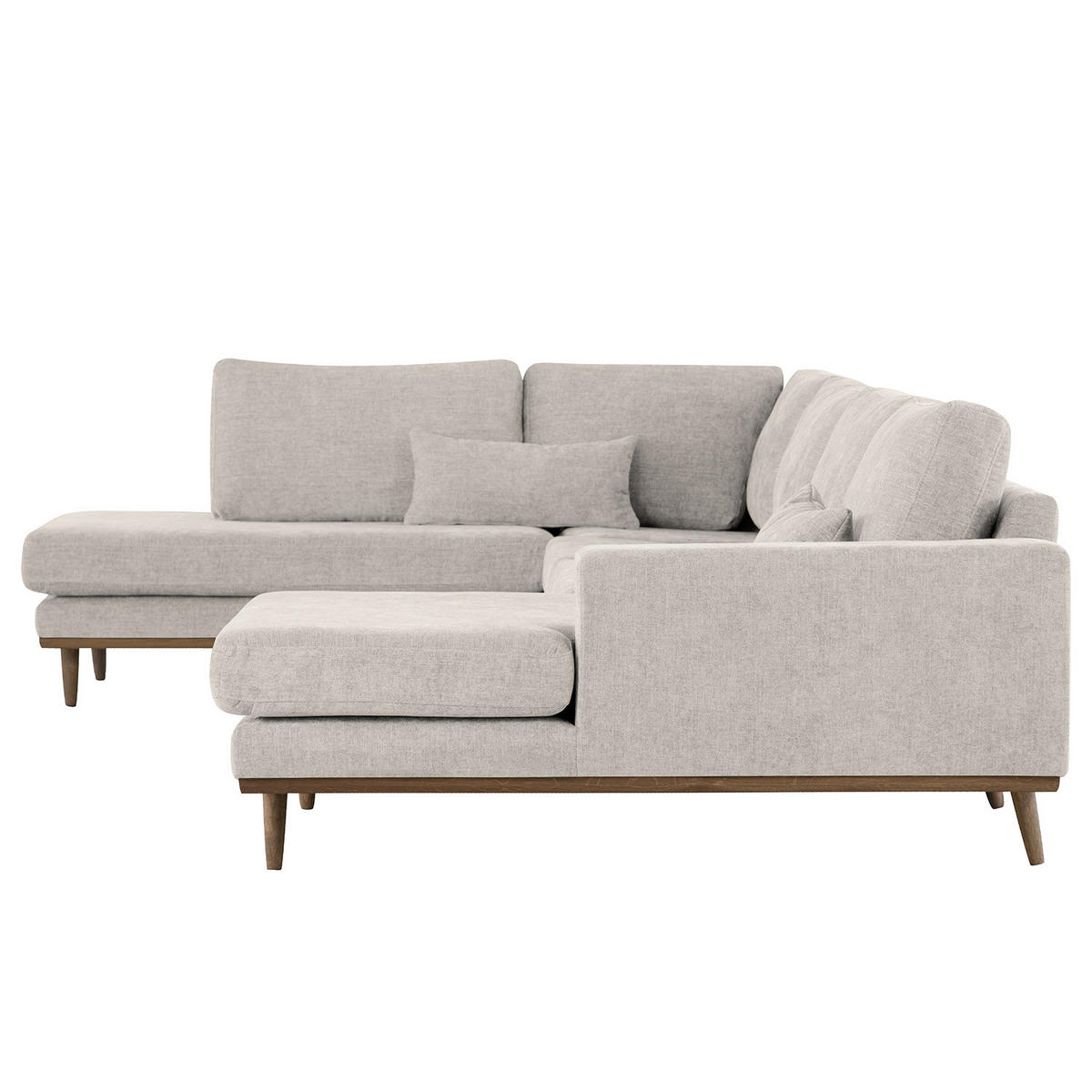 WOHNLANDSCHAFT mit Longchair - Eichefarben/Grau, Eichenholz/Textil (371/81/219cm) - home24