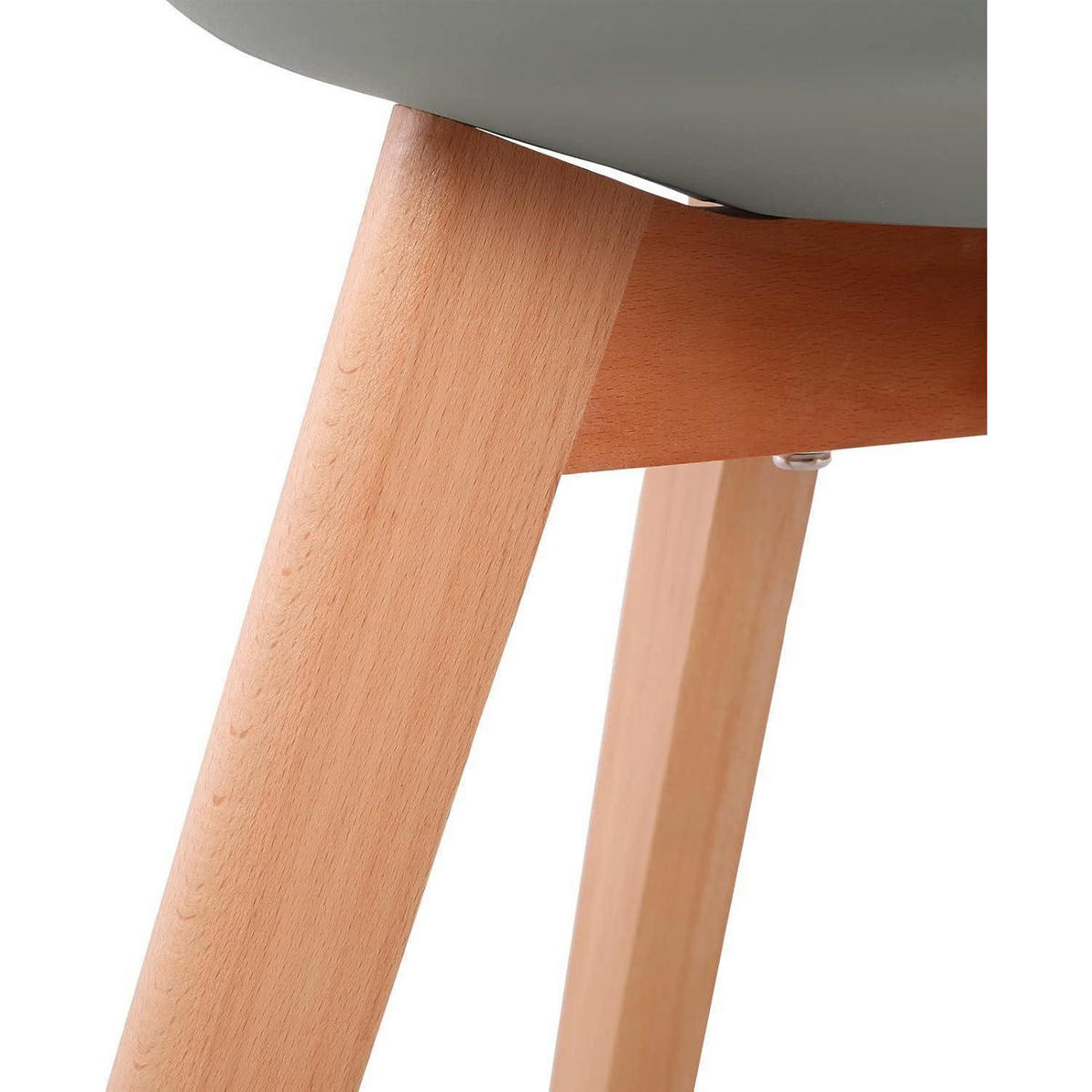 ESSZIMMERSTUHL 2er Set Kunstleder Grau Massivholzbeine - Grau, Kunststoff (47.5/82/41cm)