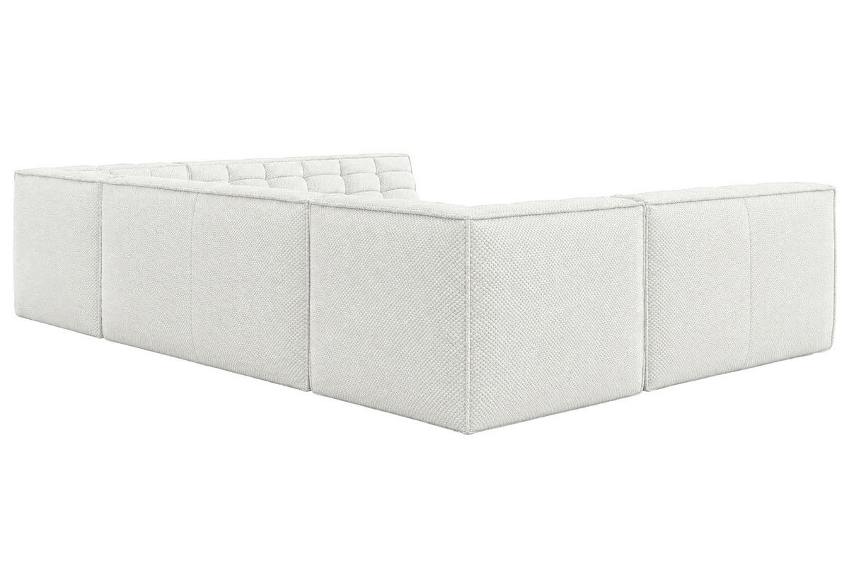 ROHOVÁ SEDAČKA U XL modulární ve tvaru U, plyšová tkanina Pop, Ice, LAZY U XL - bílá, dřevo (346/76/253cm) - Kaiser Möbel