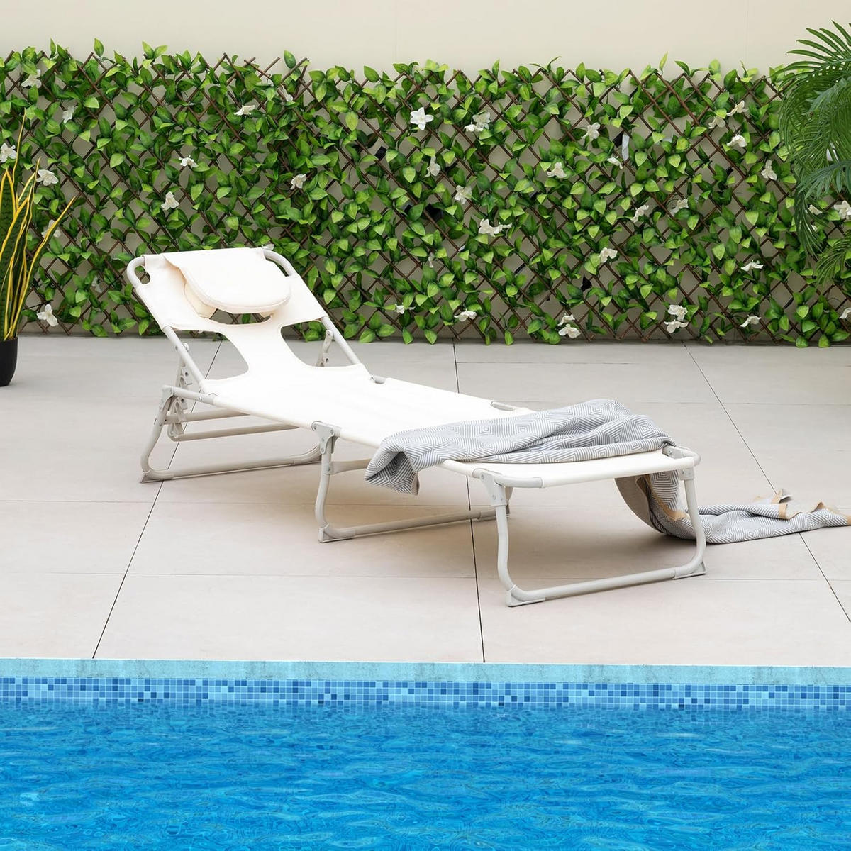 SOLSÄNG Beige - Beige, Metall (190/32/56cm) - COSTWAY