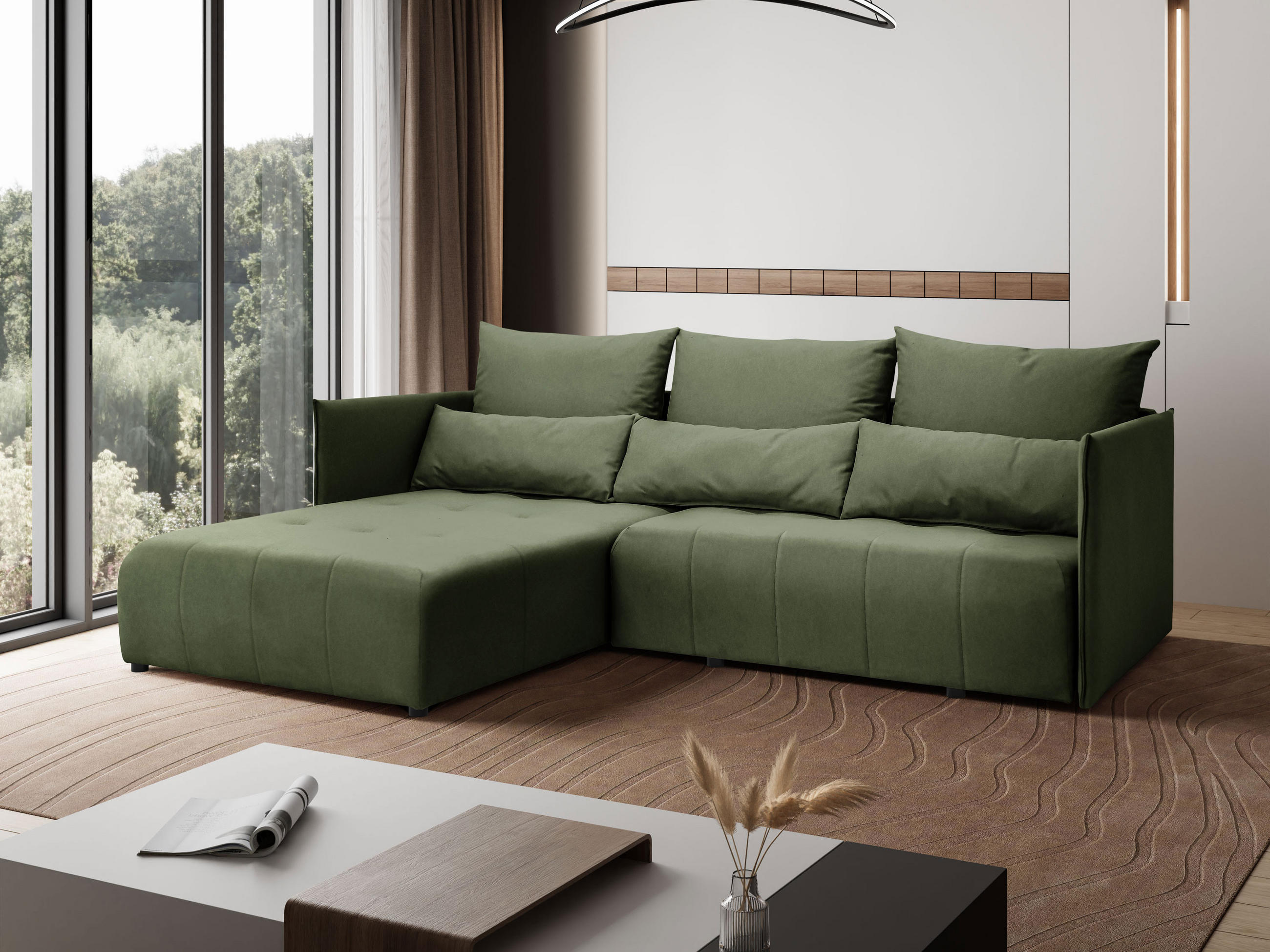 ECKSOFA L-Form Hannover stoff Castel Grün Rechts - Grün, Holz (246/188cm) - Kaiser Möbel