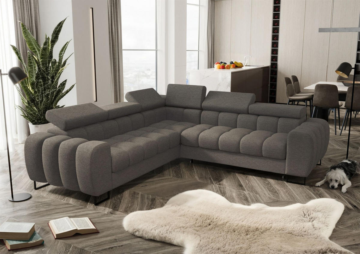 ECKSOFA Bastien Mit Schlaffunktion - Grau, Holzwerkstoff/Textil (260/260cm) - Fun Möbel
