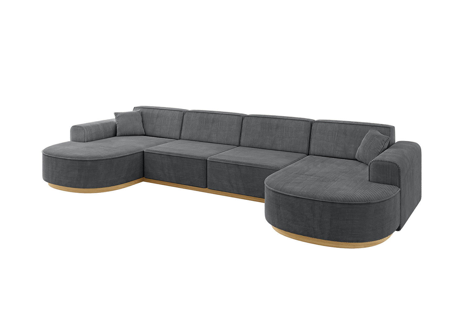 WOHNLANDSCHAFT MARI-U2-v2 - 388x171x83 cm Dunkelgrau Cord - Dunkelgrau, Holzwerkstoff/Textil (388/83/171cm) - ALTDECOR