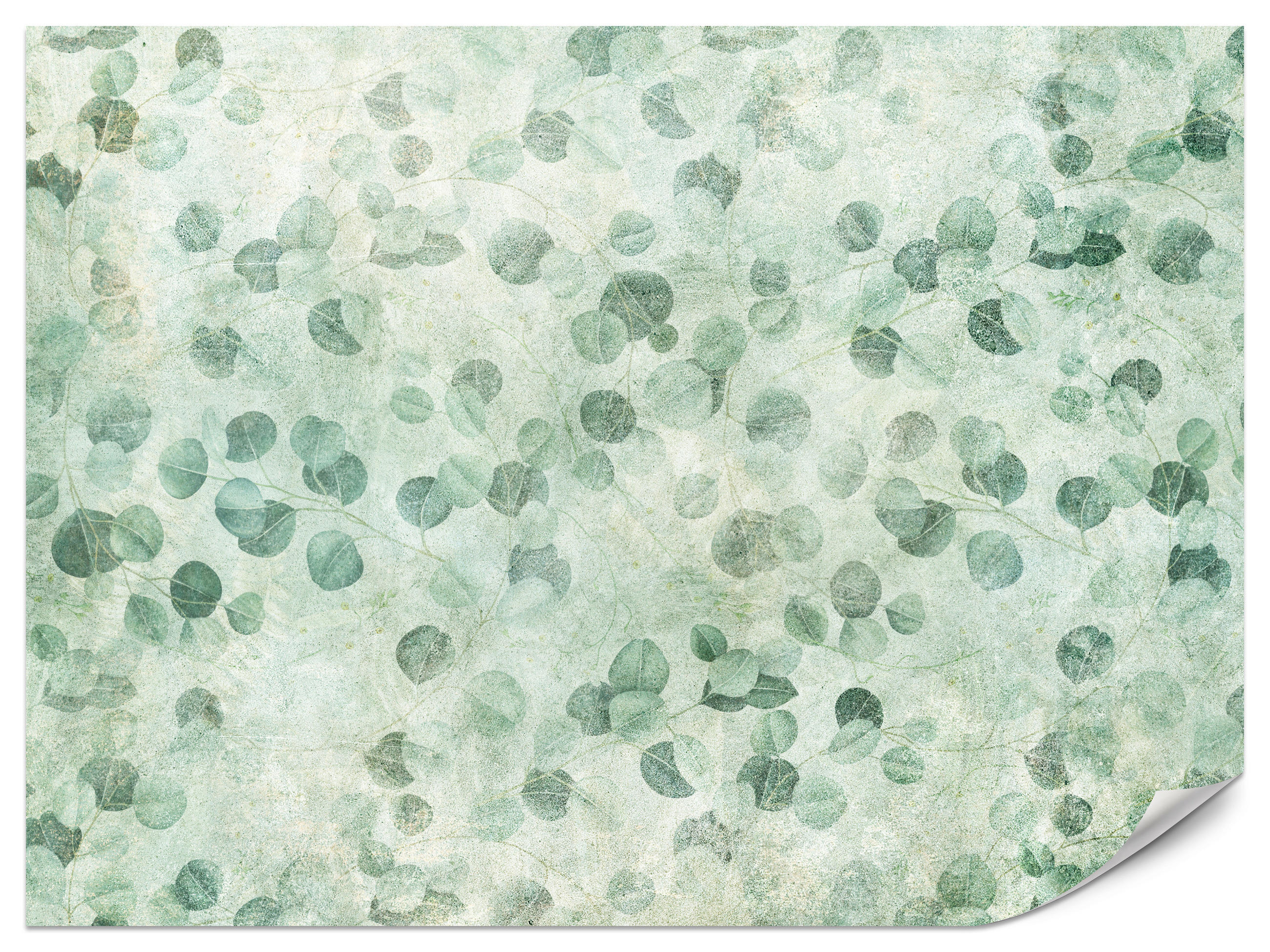 FOTOTAPETE für Schlafzimmer Grüne Blätter Beton Optik Natur Vintage Modern Blatt 200x140 - Grün, Papier (200/140cm) - Muralo
