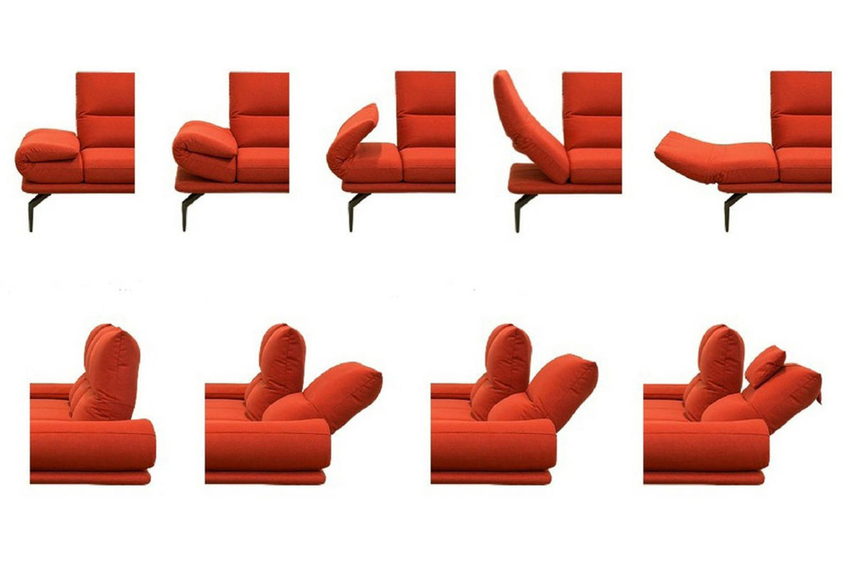 ECKSOFA KIMI Rot Webstoff - Rot/Schwarz, Textil (300/170cm) - KAWOLA