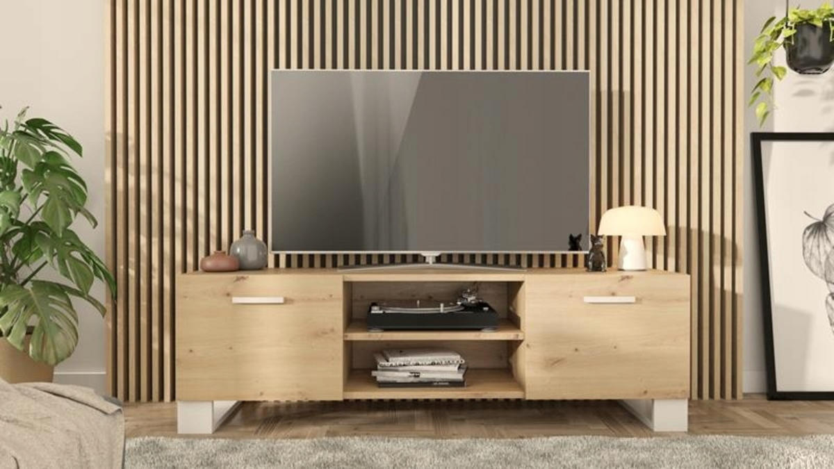 FERNSEHKOMMODE KLARA BIS Artisan Eiche-Weiß 150/40/46,6 cm - Multicolor, Holzwerkstoff (150/46.6/40cm) - Matkam Möbel