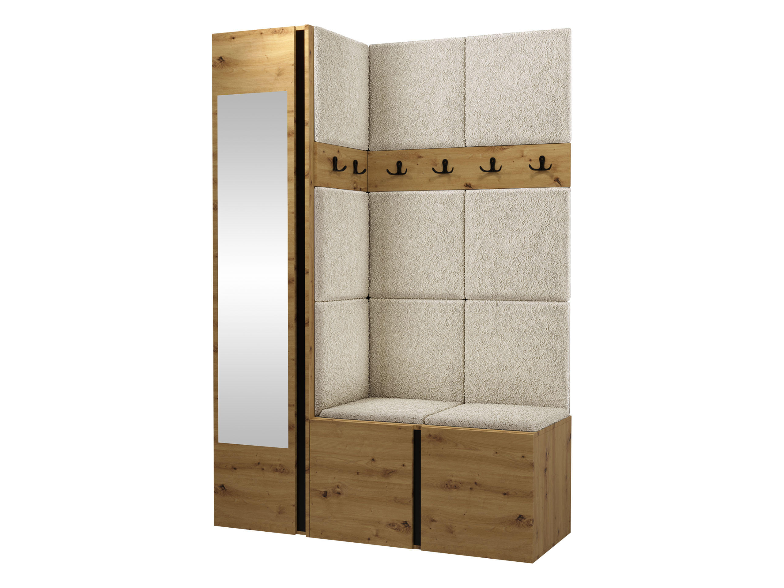 GARDEROBEN-SET Orion X - Creme/Eiche Artisan, Holzwerkstoff/Kunststoff (124/186/46cm) - MIRJAN24