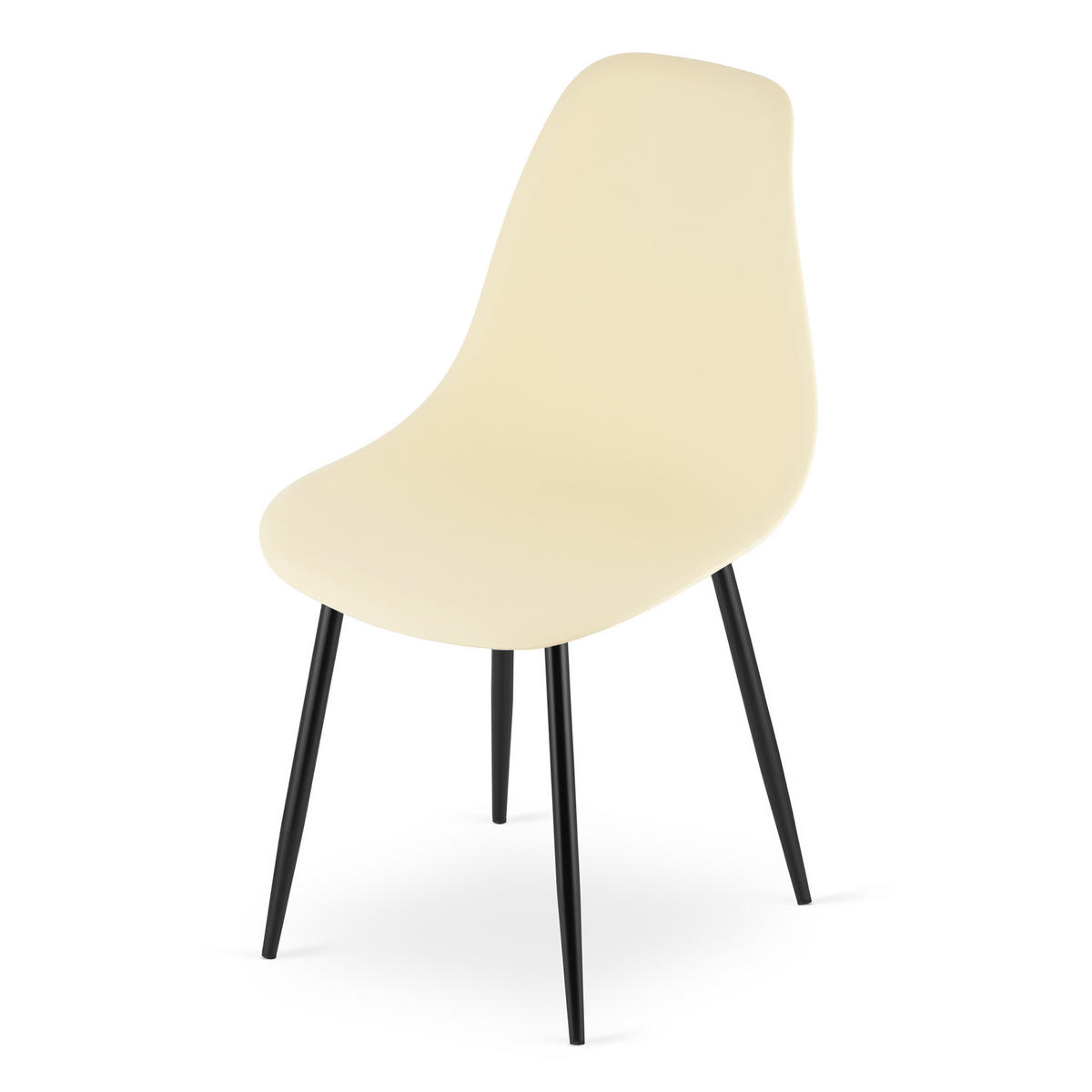 ESSZIMMERSTUHL 4-er Set KALEO cremefarbener Sitz, schwarze Beine - Creme/Schwarz, Kunststoff (46/84/51cm) - Valora