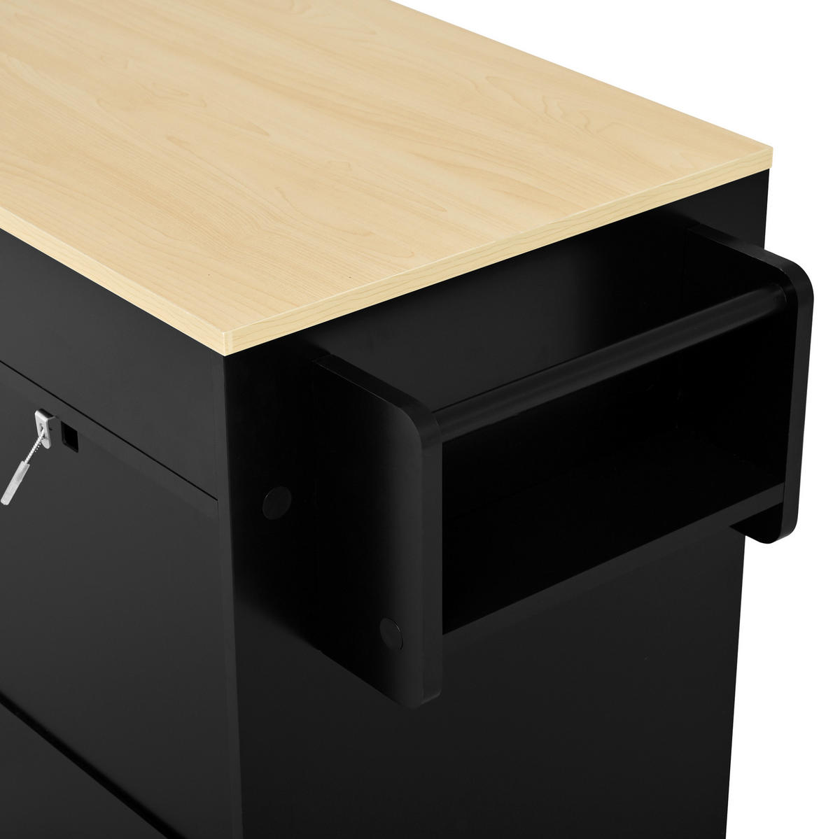 KÜCHENINSEL 112/45/93 cm Schwarz aus MDF mit ausziehbarer Arbeitsplatte - Schwarz, Holzwerkstoff (45/93/130cm) - OKMYHOME