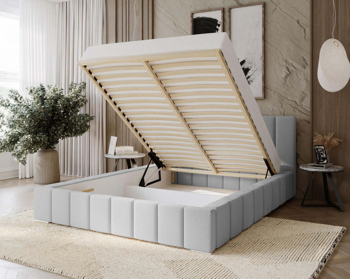 POLSTERBETT Menos 180x200 cm, Doppelbett mit Bettkasten und Lattenrost aus Holz, Velourstoff: Gelb - Orange, Holz/Textil (180/200cm) - Marpur
