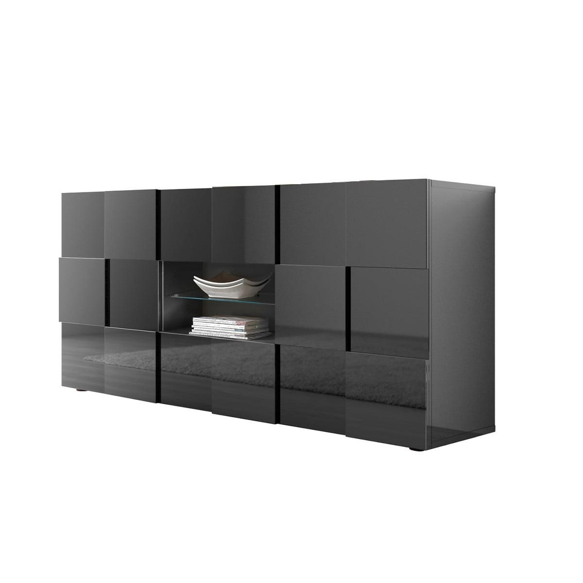 SIDEBOARD mit 2 Türen und 2 Schubladen L181 cm - Dama - Anthrazit, Holzwerkstoff (84/43/181cm) - Calicosy