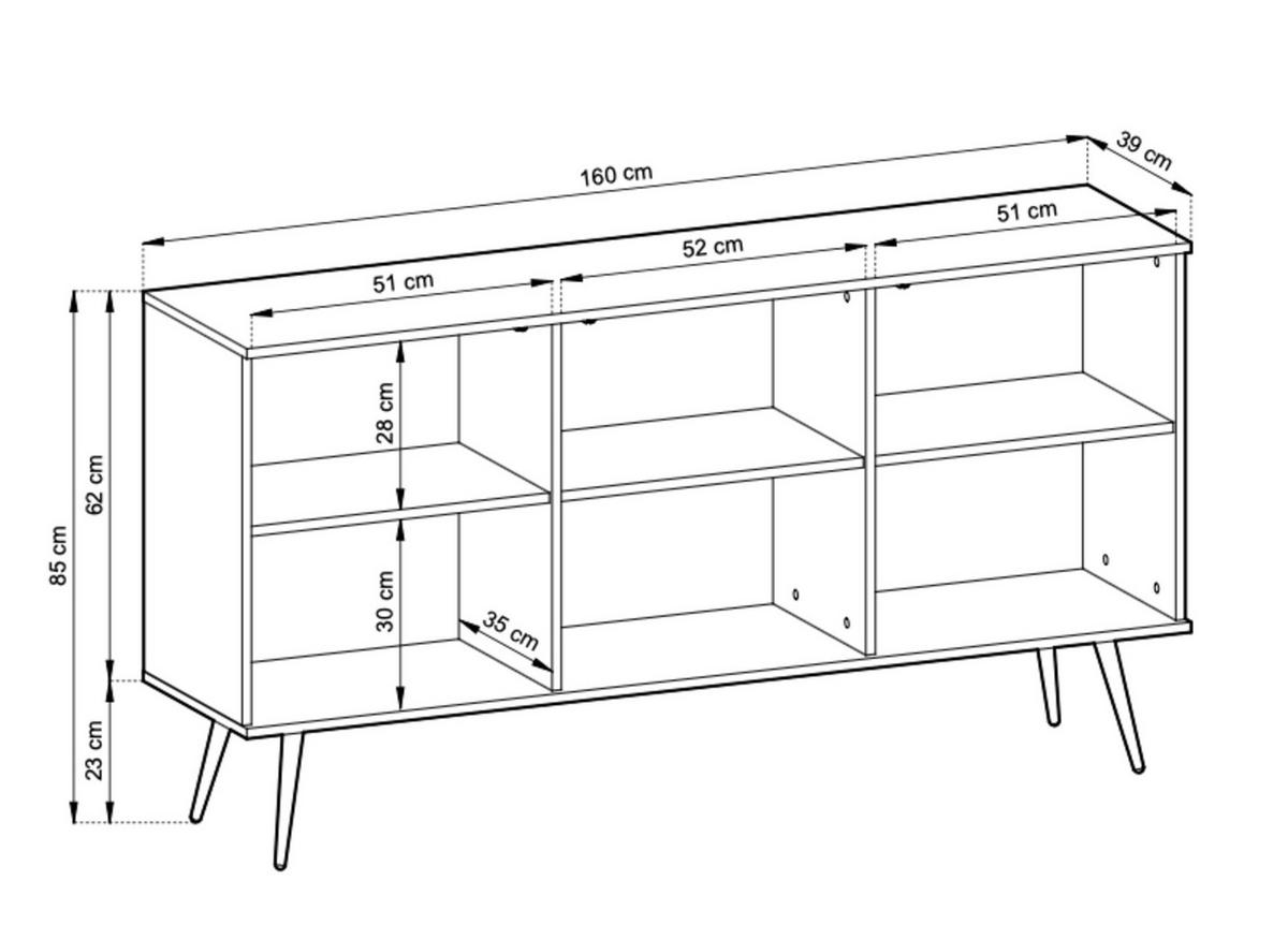 SIDEBOARD: schwarz mit schwarzen Beinen, 160 x 85 x 39 - Schwarz, Holzwerkstoff (160/85/39cm) - 3XE LIVING