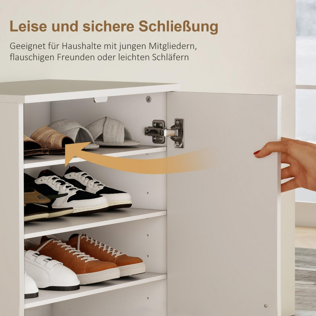 SCHUHSCHRANK DE-38031 55/35/108 cm mit 7 Regalebenen und Soft-Close-Scharnieren Weiß - Weiß, Holzwerkstoff (55/108/35cm) - ComfortXL