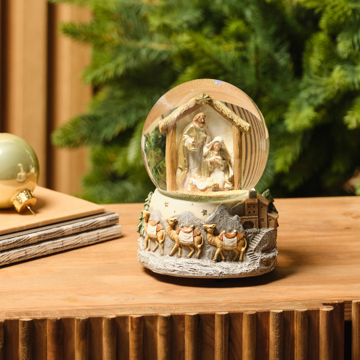 SCHNEEBALL Mit Spieluhr Weihnachten Noelio - Beige, Glas (11/15/11.5cm) - home&you