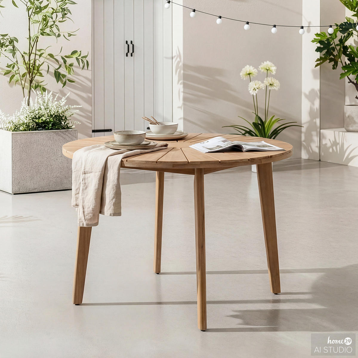 GARTENTISCH - Rund - Akazie massiv - Braun - Braun, Holz (100/100/73cm) - home24