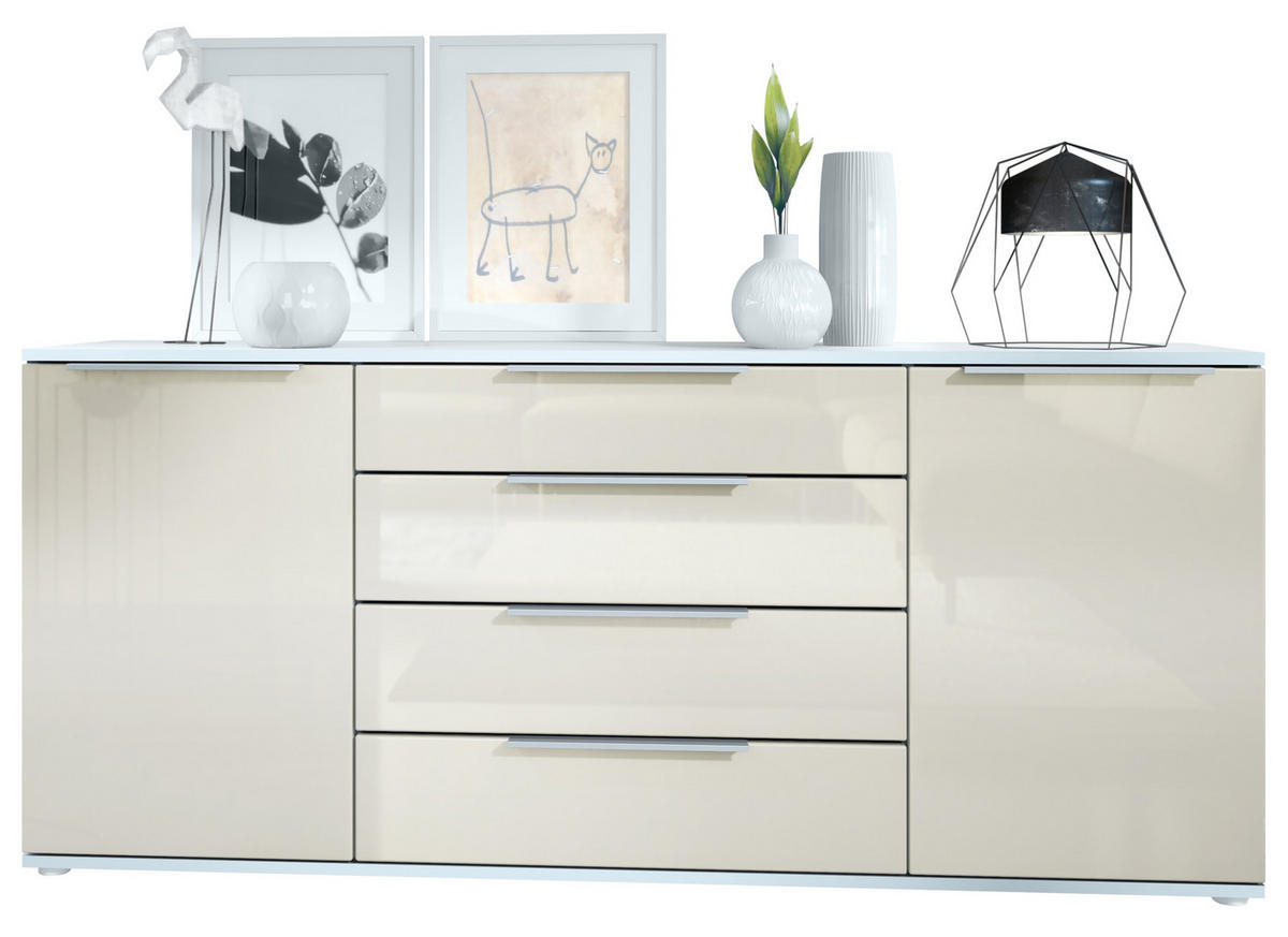 SIDEBOARD Porto Creme Hochglanz - Creme, Holzwerkstoff (166.5/72.5/35cm) - Vladon