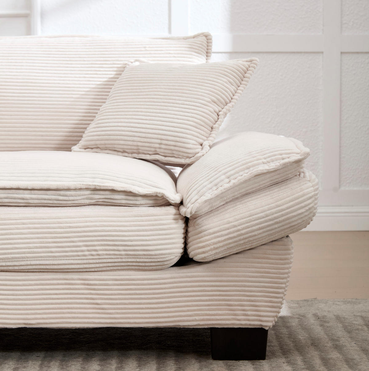 SOFA 2-Sitzer mit tiefem Sitz 224 x 81 x 81 cm Samt Beige - Beige, Kunststoff (224/81/81cm) - Meubliv