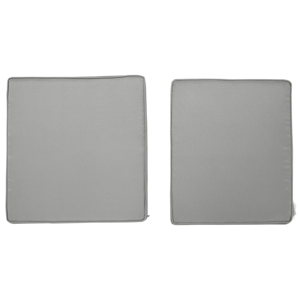 SITZKISSEN-SET DE-17700 2-teilig mit abnehmbarem Bezug Hellgrau - Hellgrau, Textil (56/52/7cm) - ComfortXL
