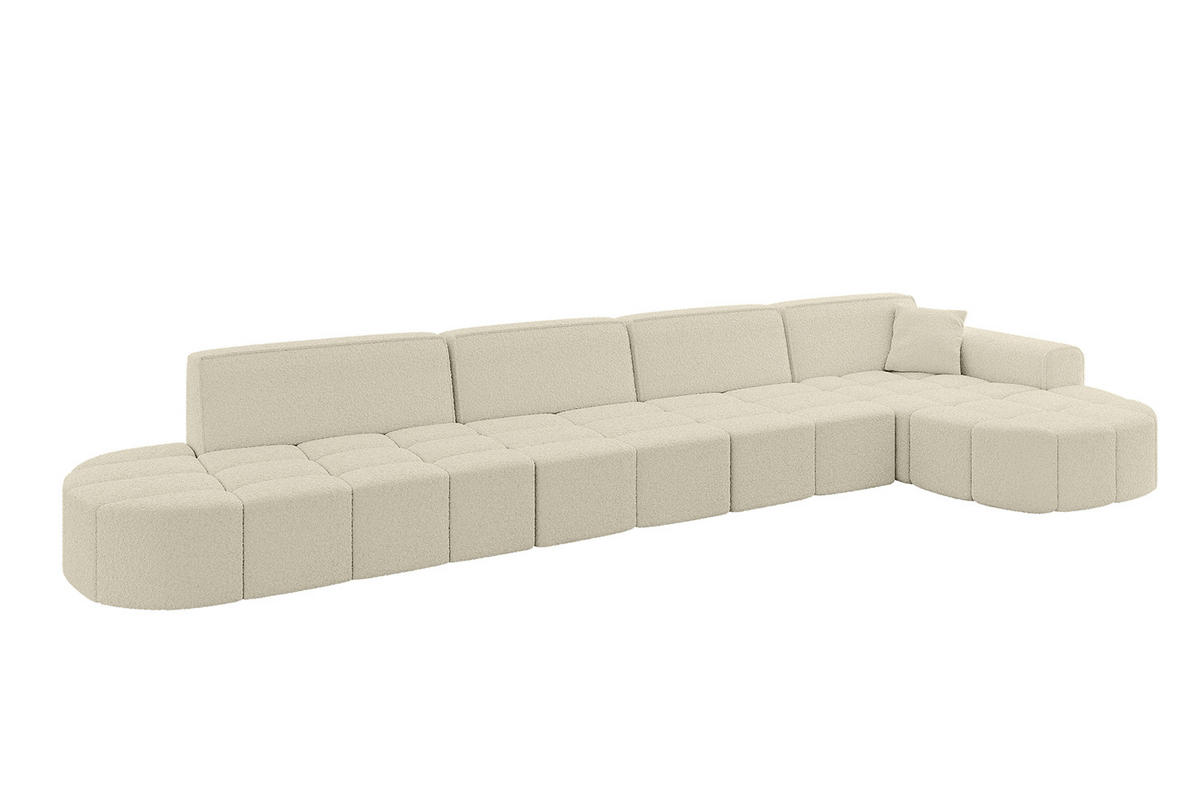 ECKSOFA Ottomane Rechts LIVO-L3 - 422x173x79,5 cm Beige - Beige, Holzwerkstoff/Textil (422/173cm) - ALTDECOR