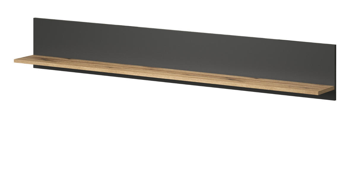 WANDBOARD grau, Evoke Eiche, Wandregal 167 x 25 cm - Eichefarben/Grau, Holzwerkstoff (167/25/18cm) - Top.Furn