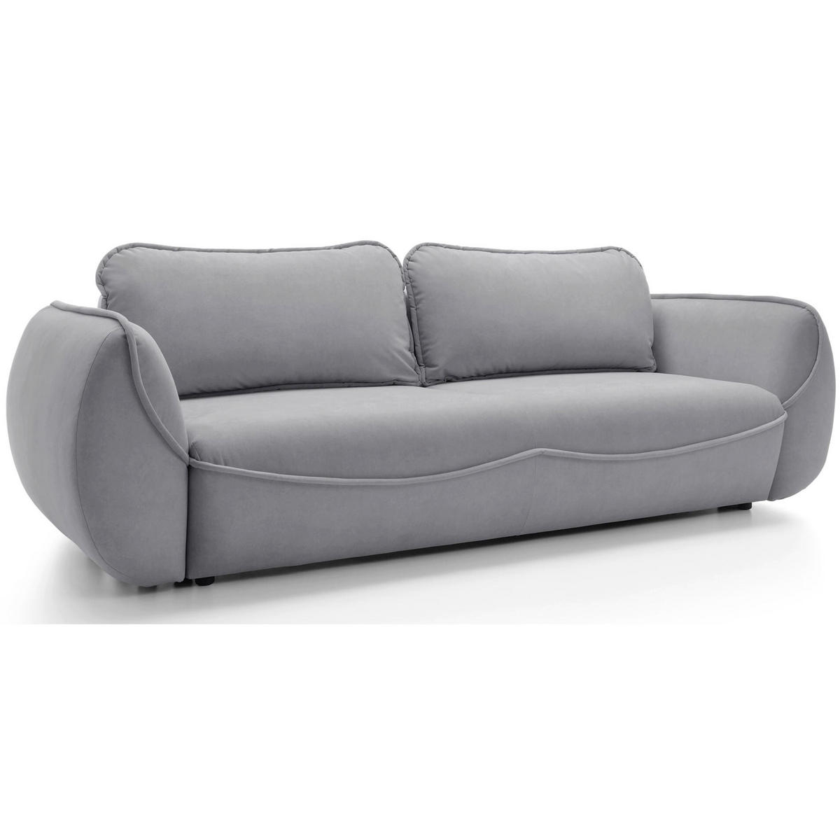 3-SITZER SOFA Cutie Hellgrau Easy-Clean-Velours - Hellgrau/Schwarz, Textil (257/90/114cm) - Selsey