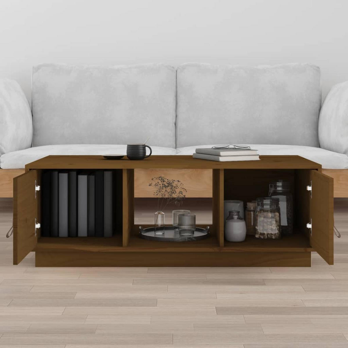 COUCHTISCH Honigbraun 100x50x35 cm Massivholz Kiefer - Braun, Holz (100/50/35cm) - furnicato
