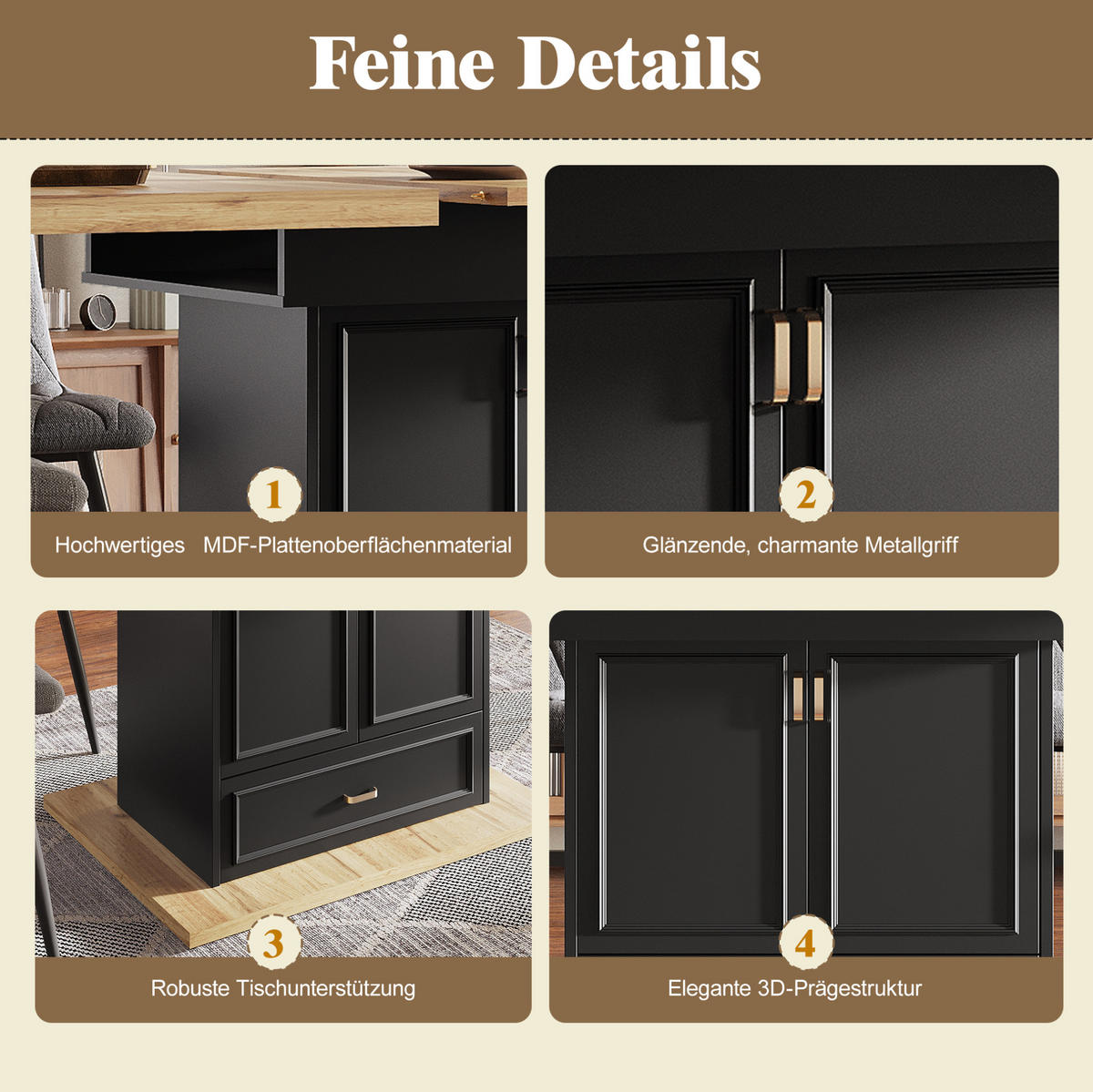 ROZKLÁDACÍ jídelní stůl 110-140/80/75 cm s úložným prostorem, odolnou MDF deskou a stabilní základnou, Přírodní dřevo - přírodní, kompozitní dřevo (110/80/75cm) - Redom