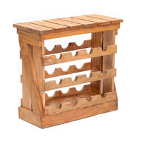 FLASCHENREGAL Sevilla Mahagoni Massivholz, für 12 Flaschen, mit Ablage naturfarben - Naturfarben, Holz (60/56/26cm) - DESIGN DELIGHTS