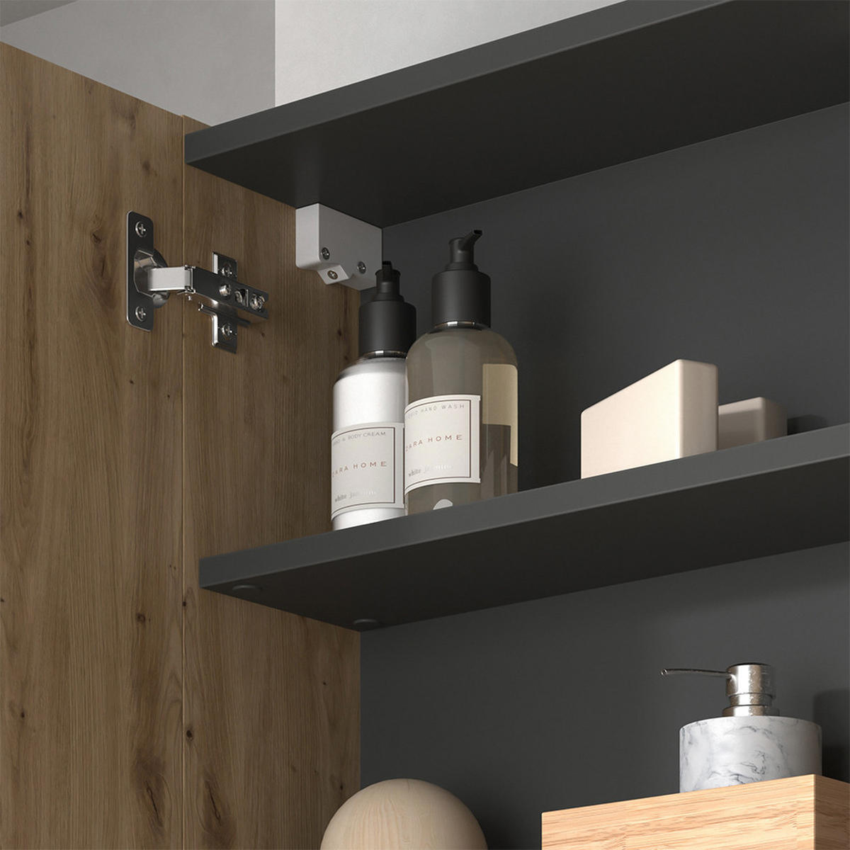 KOUPELNOVÁ ZRCADLOVÁ SKŘÍŇKA Edelin Artisan - antracitová, kompozitní dřevo (80/75/18cm) - Vicco