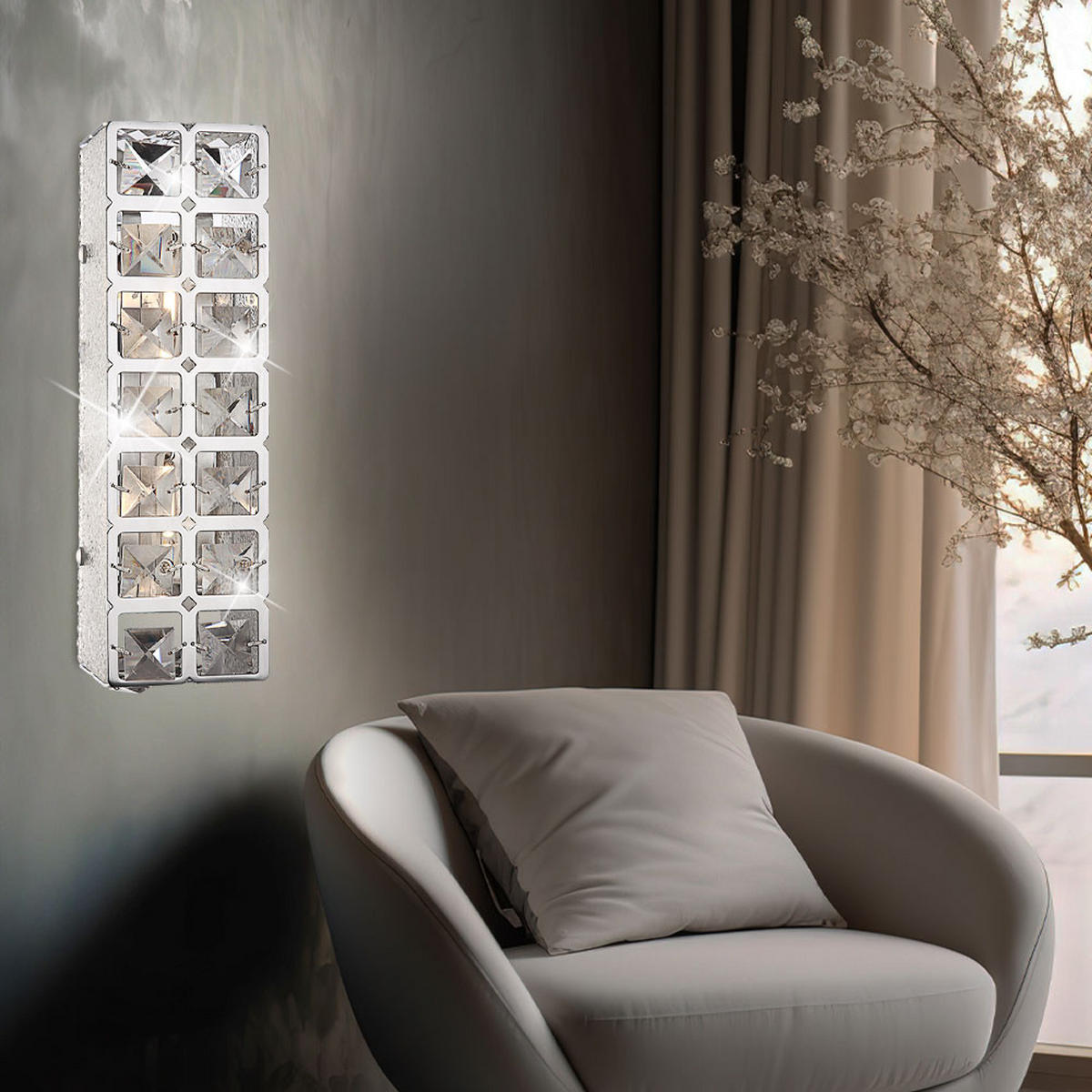 LED WANDLEUCHTE IONA Chrom Silber 2er Set - Silberfarben, Metall (9/9/29cm) - Globo Lighting