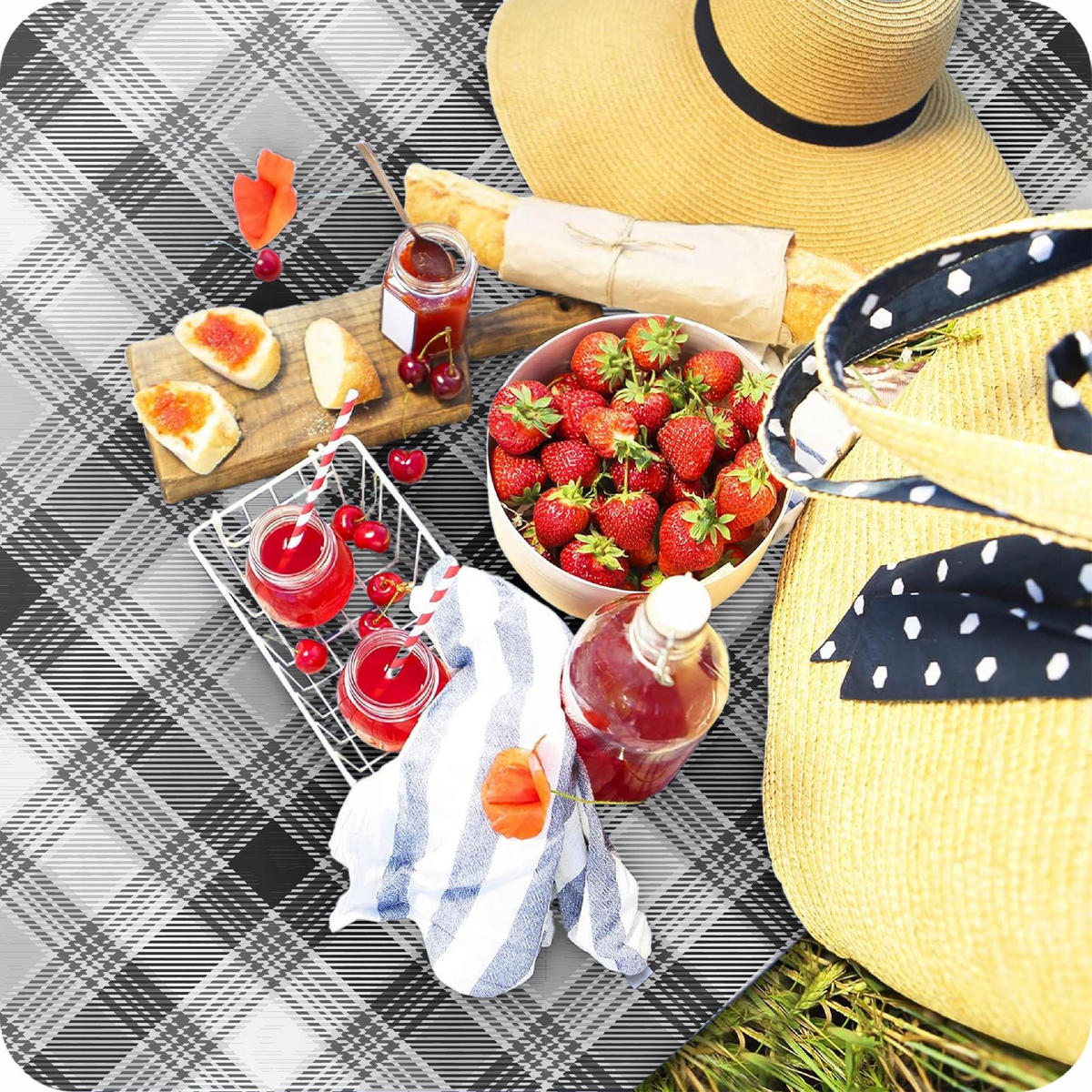 PICKNICKDECKE - Schwarz, Textil (200/200cm) - KRUMAD
