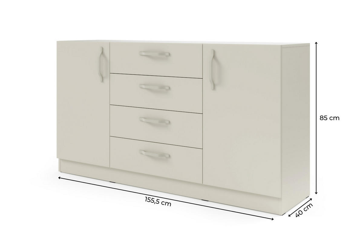 KOMMODE BRISSO BRK1 155,5/85/40 cm in Kaschmir mit Metallgriffen - Kaschmir, Holzwerkstoff/Metall (156/85/40cm) - Deine Möbel 24