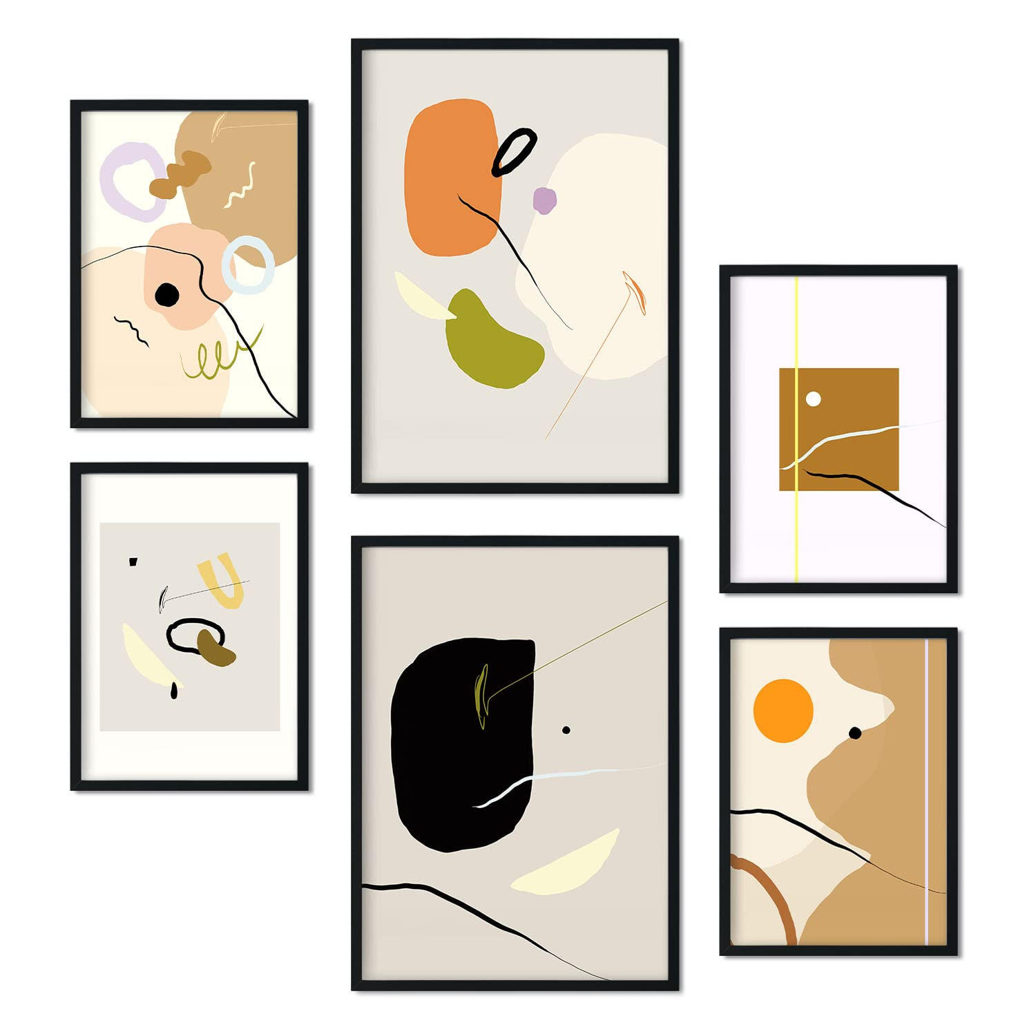 POSTER Set Mit 6 Minimalismus Sammlung A3 & A4 Rahmenlos - Klar, Papier (29/3cm) - Nacnic