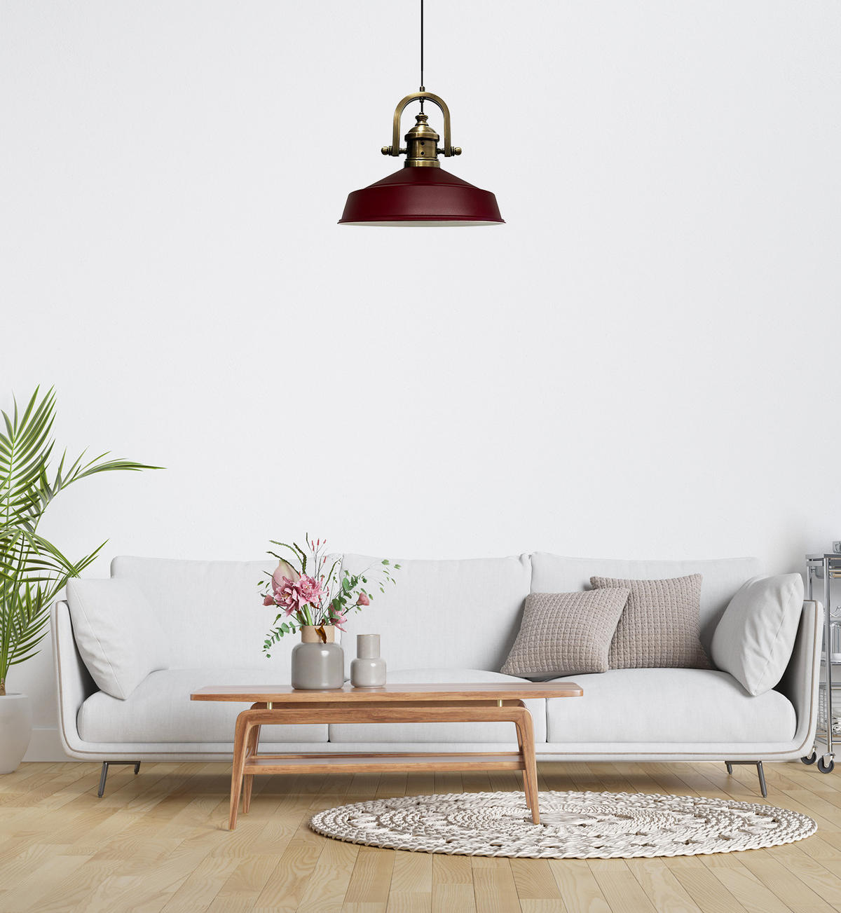 PENDELLEUCHTE Asletl 40/30 cm - Dunkelrot, Metall (40/30cm) - Bamyum