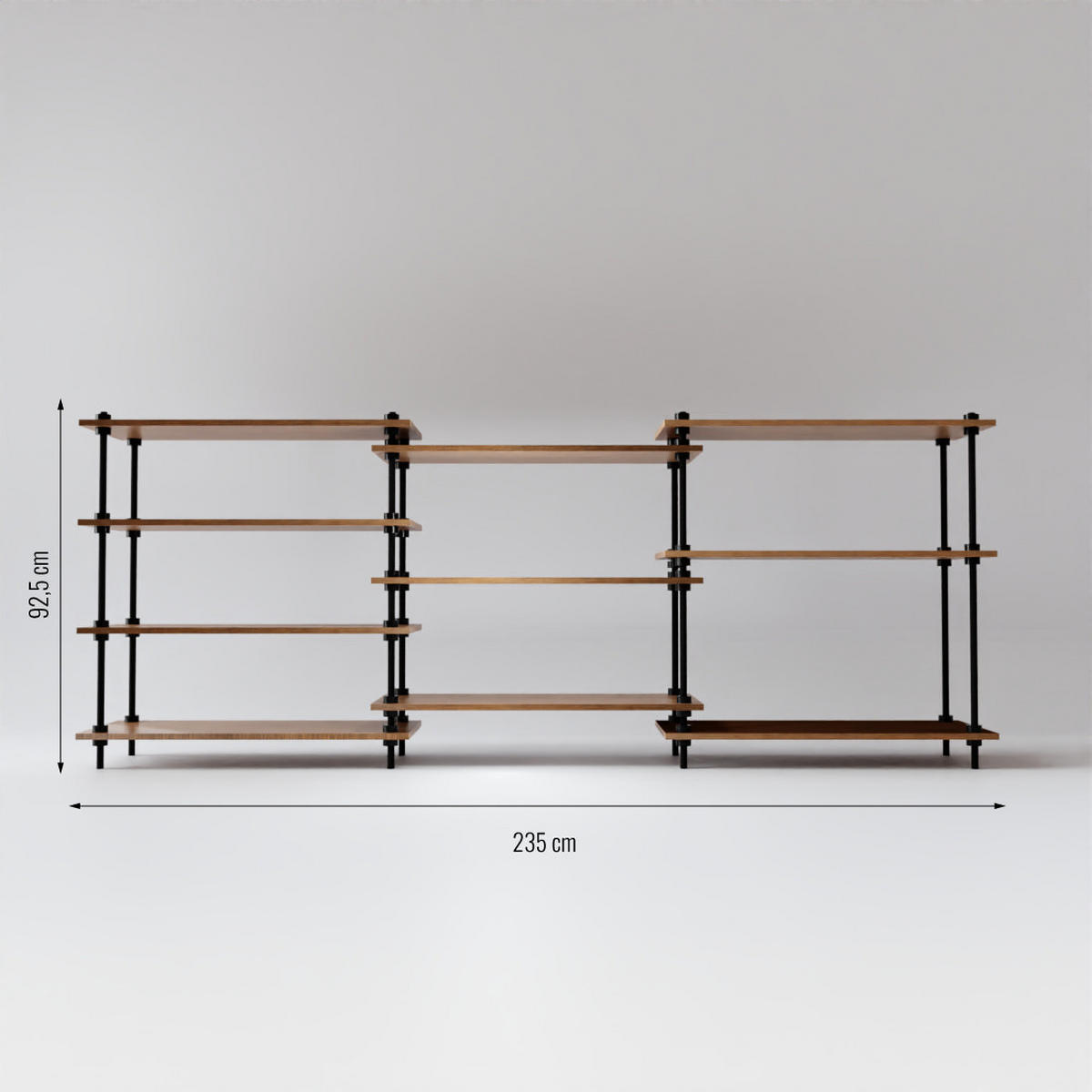 REGALSYSTEM mit Standregal 92,5x235x35 - Eiche San Remo, Metall (235/92.5/35cm) - AR Shelving