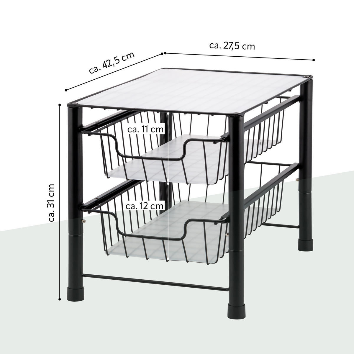 SCHUBLADENREGAL, schwarz, Metall, Kunststoff - Schwarz, Metall (27.5/31/42.5cm) - bremermann