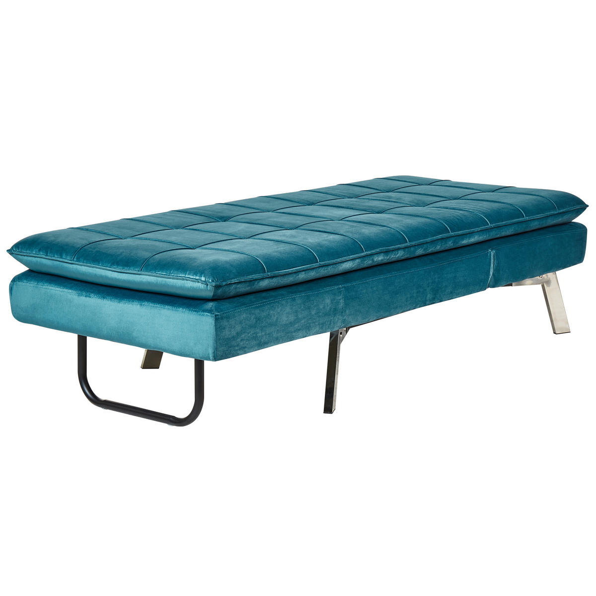 CHAISELONGUE Samtstoff blaugrün verstellbar Loiret - Blau/Silberfarben, Textil (179/93/76cm) - Beliani