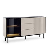 SIDEBOARD OLDEN KOM2 Glasplatte Kaschmir - Kaschmir, Glas/Holzwerkstoff (157/84/39cm) - Komodee