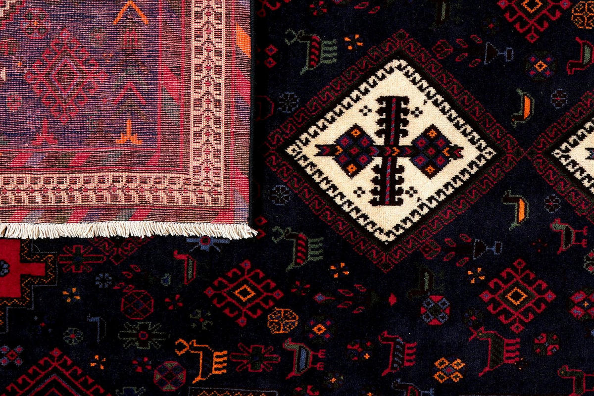 ORIENTTEPPICH handgeknüpft Afshar Blau 233/162 cm Schurwolle - Blau, Textil (162/233cm) - Looma